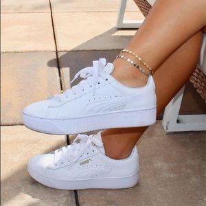 white puma platform sneakers